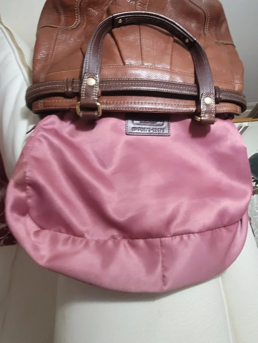 COACH* Rare Y2K*Two Toned*Pebbled Leather*Hampton Handbag*Cognac/Brown